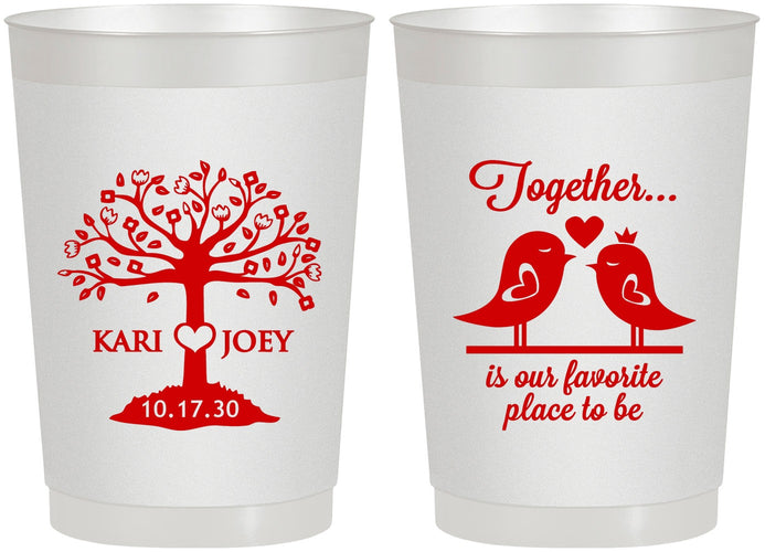 Personalized Wedding 22 oz Frosted Cups - Love Birds | 481