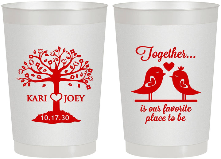 Personalized Wedding 22 oz Frosted Cups - Love Birds | 481