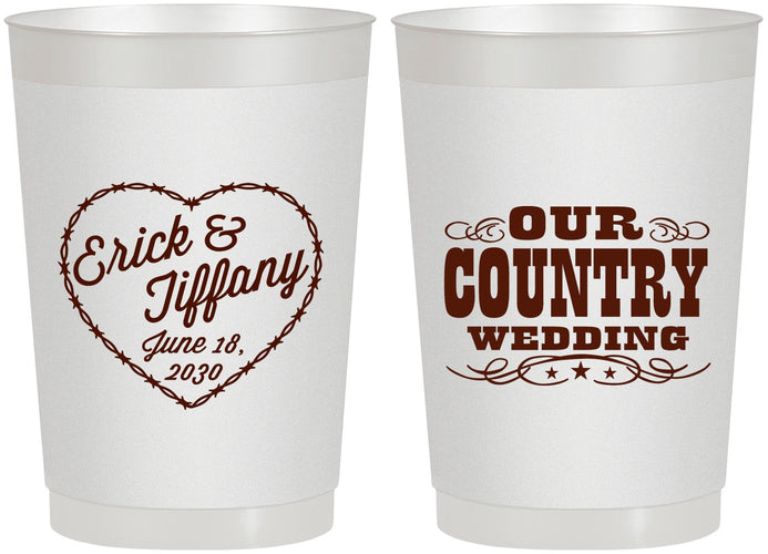Personalized Wedding 22 oz Frosted Cups - Country Wedding | 484