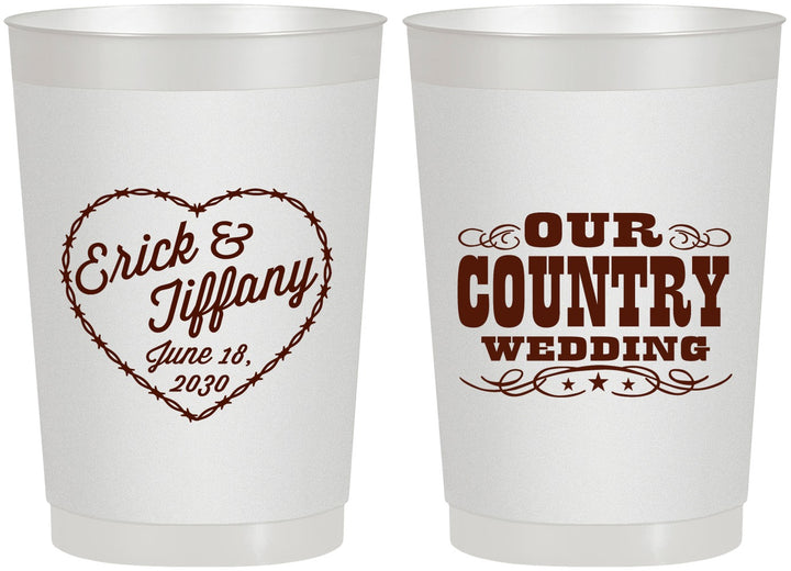 Personalized Wedding 22 oz Frosted Cups - Country Wedding | 484