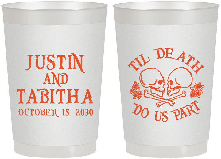 Personalized Wedding 22 oz Frosted Cups - Til Death Do Us Part | 485