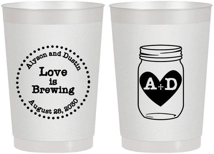 Personalized Wedding 22 oz Frosted Cups - Love Is Brewing | 486
