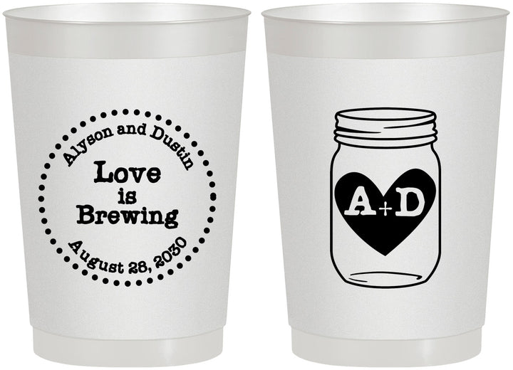 Personalized Wedding 22 oz Frosted Cups - Love Is Brewing | 486