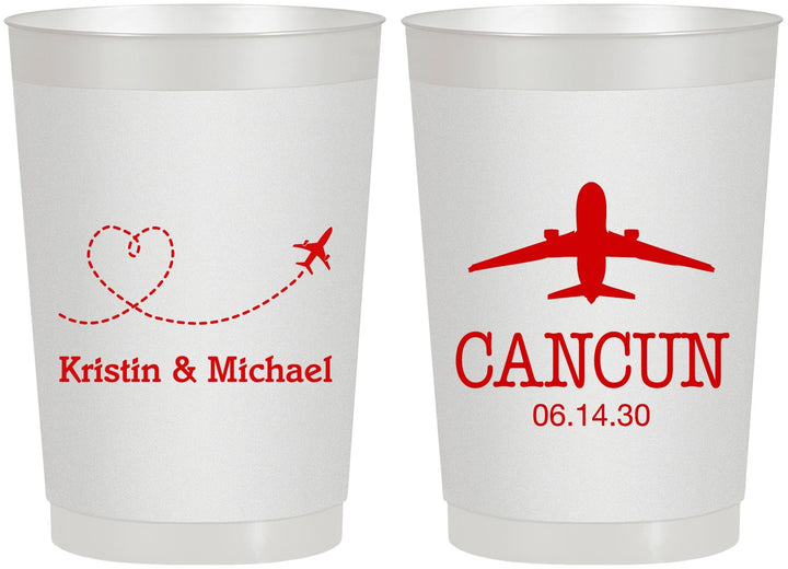 Personalized Wedding 22 oz Frosted Cups - Destination | 492