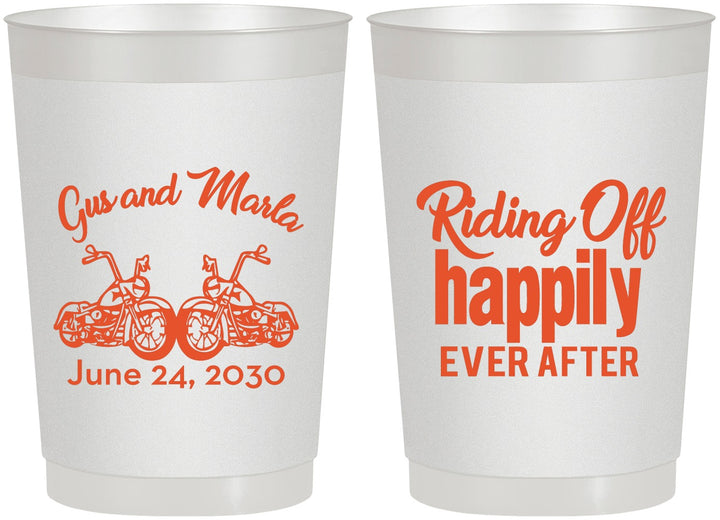 Personalized Wedding 22 oz Frosted Cups - Motorcycle | 493