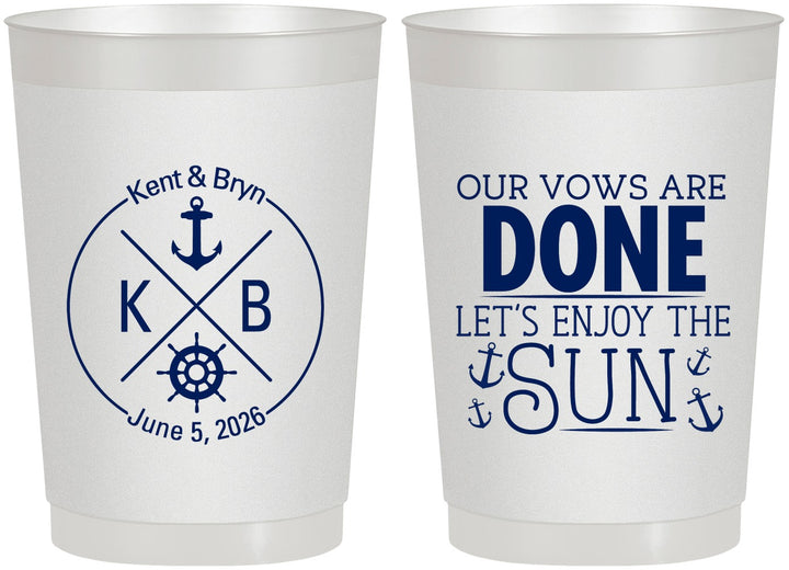 Personalized Wedding 22 oz Frosted Cups - Nautical | 495