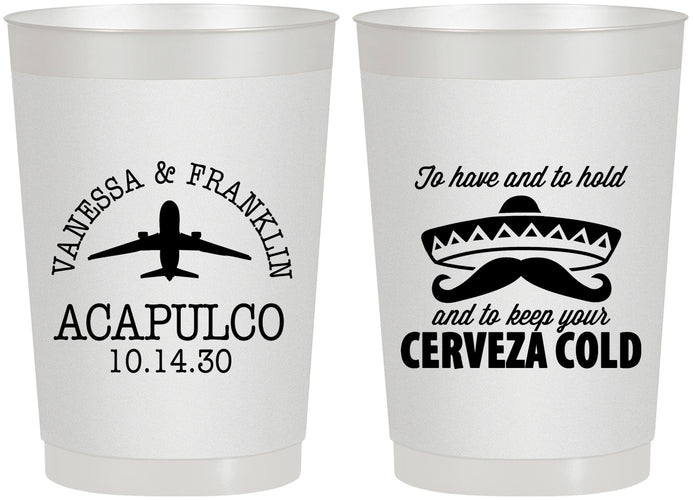 Personalized Wedding 22 oz Frosted Cups - Destination | 496
