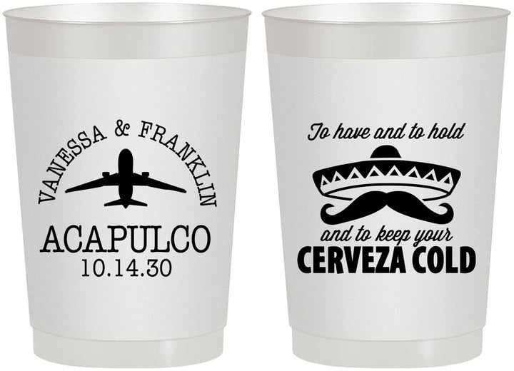 Personalized Wedding 22 oz Frosted Cups - Destination | 496