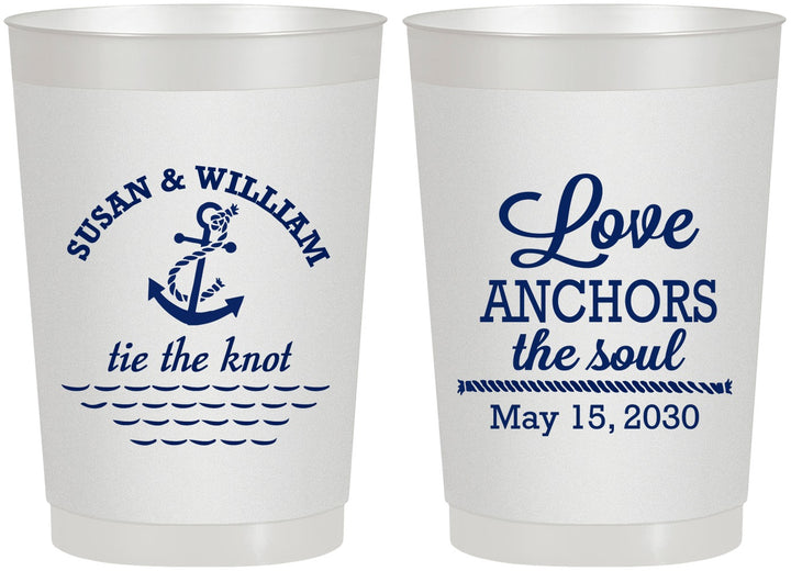 Personalized Wedding 22 oz Frosted Cups - Love Anchors The Soul | 498