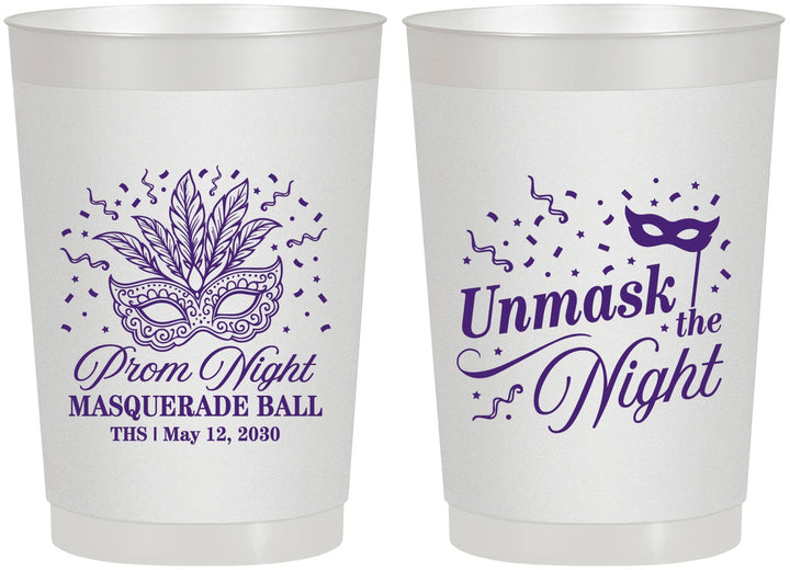 Personalized Prom 22 oz Frosted Cups - Masquerade Ball | 50011