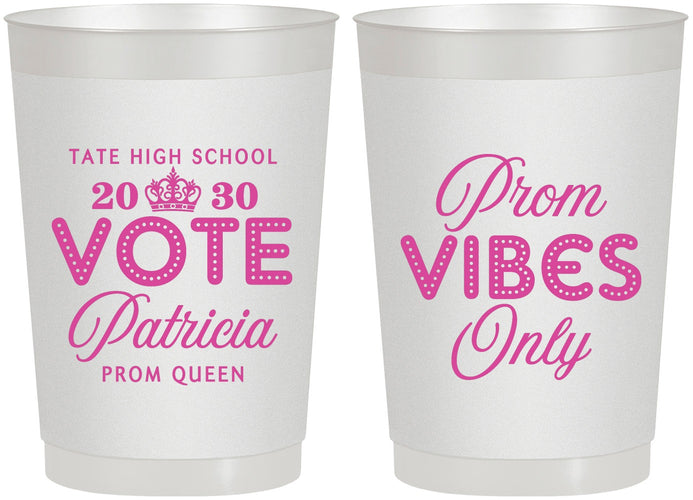 Personalized Prom 22 oz Frosted Cups - Queen Vote | 50017