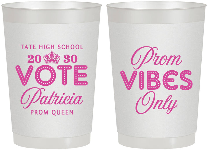 Personalized Prom 22 oz Frosted Cups - Queen Vote | 50017