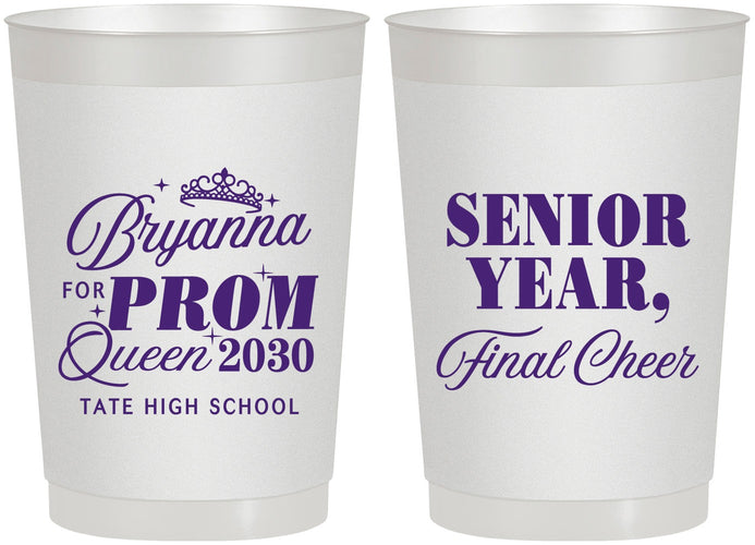 Personalized Prom 22 oz Frosted Cups - Queen Vote | 50018