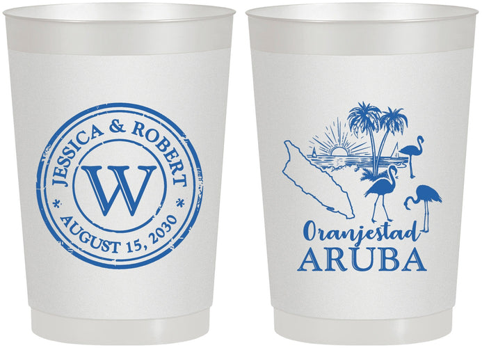 Personalized Wedding 22 oz Frosted Cups - Aruba | 505