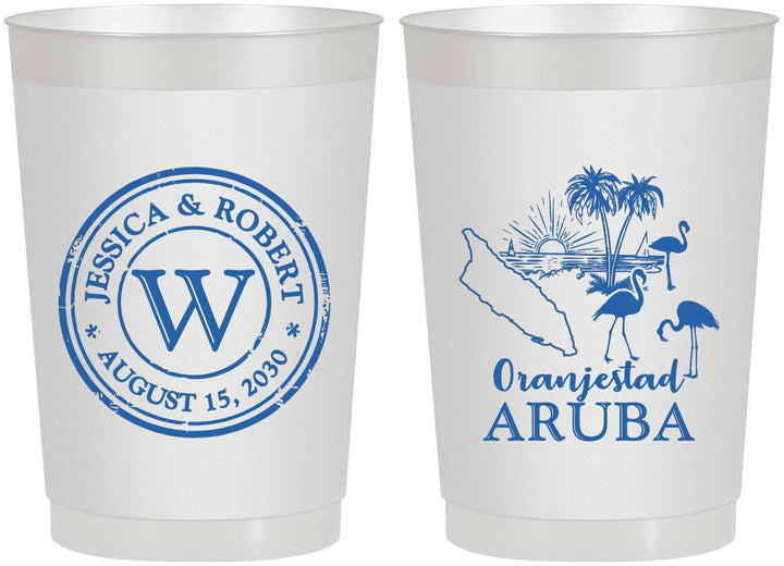 Personalized Wedding 22 oz Frosted Cups - Aruba | 505