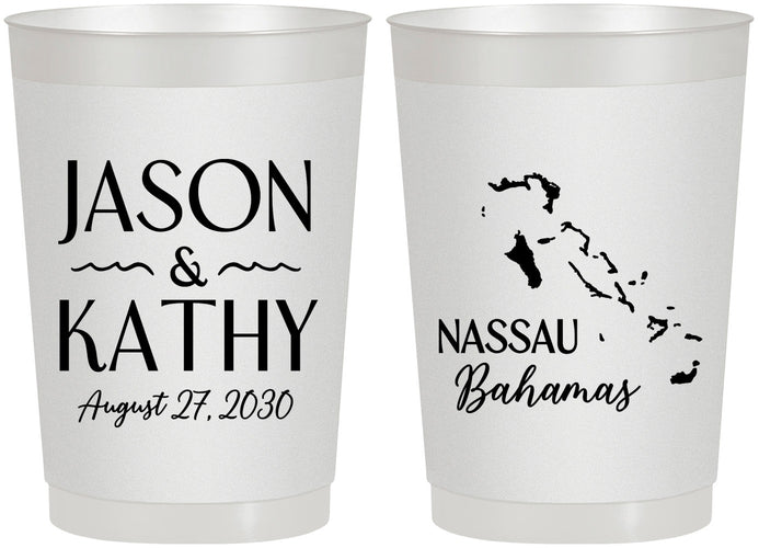 Personalized Wedding 22 oz Frosted Cups - Bahamas | 506