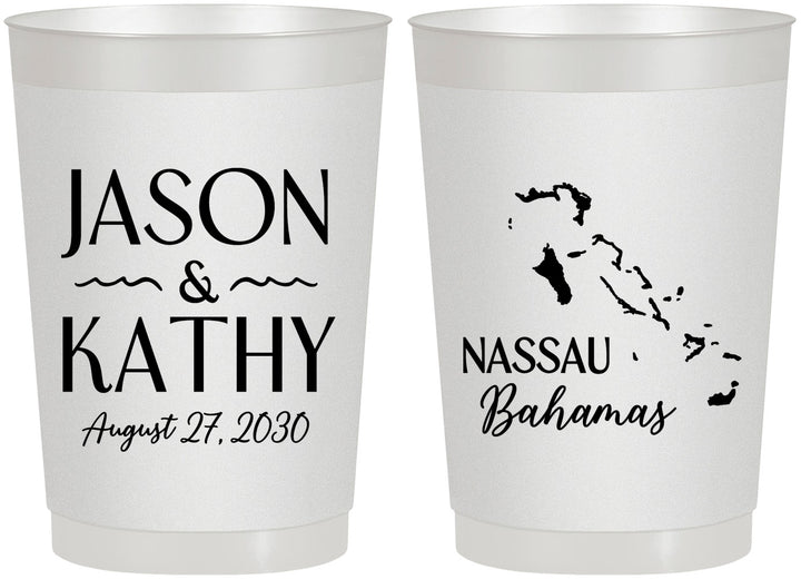 Personalized Wedding 22 oz Frosted Cups - Bahamas | 506