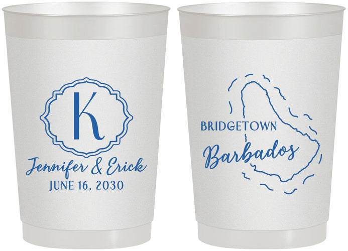 Personalized Wedding 22 oz Frosted Cups - Barbados | 508