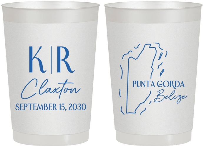 Personalized Wedding 22 oz Frosted Cups - Belize | 510