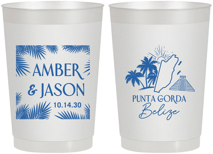Personalized Wedding 22 oz Frosted Cups - Belize | 511