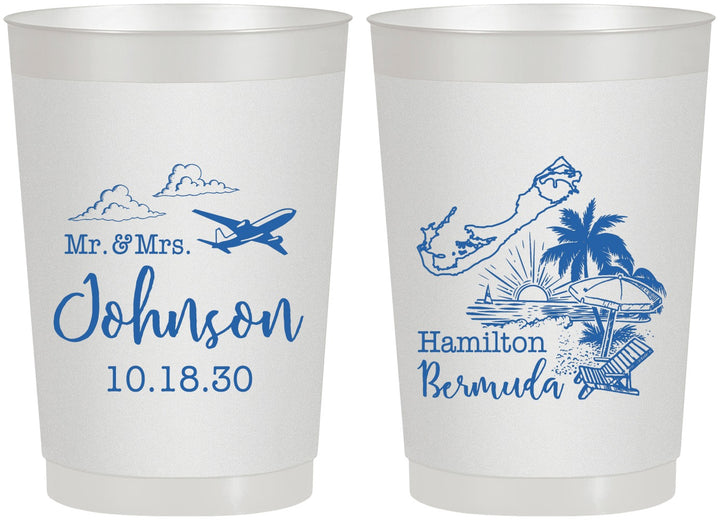 Personalized Wedding 22 oz Frosted Cups - Bermuda | 513