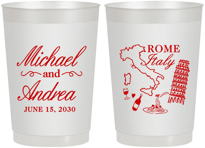 Personalized Wedding 22 oz Frosted Cups - Italy | 515
