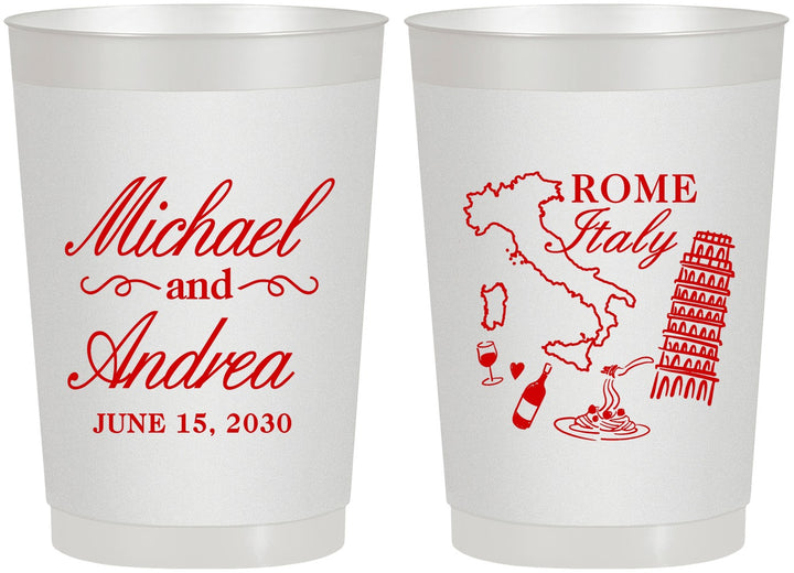 Personalized Wedding 22 oz Frosted Cups - Italy | 515
