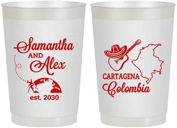 Personalized Wedding 22 oz Frosted Cups - Colombia | 517