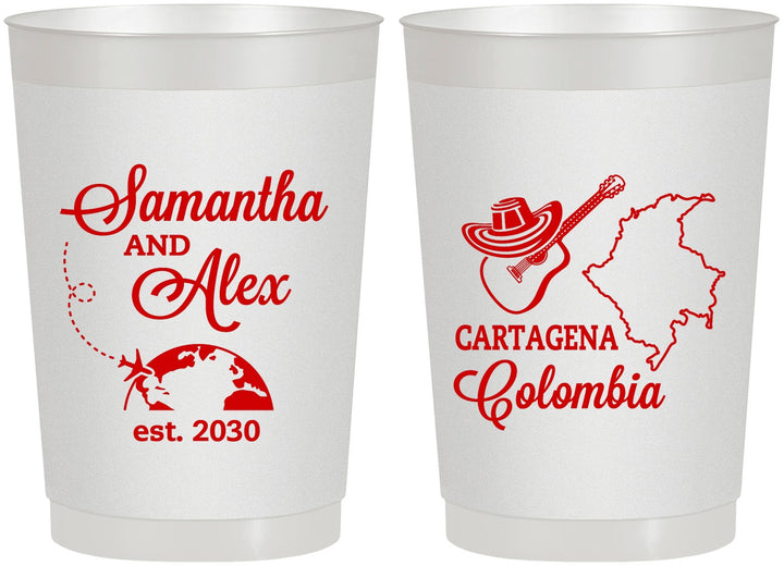 Personalized Wedding 22 oz Frosted Cups - Colombia | 517