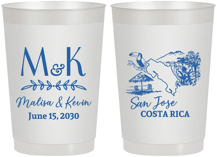 Personalized Wedding 22 oz Frosted Cups - Costa Rica | 519