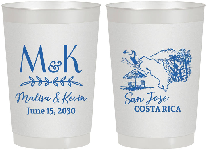 Personalized Wedding 22 oz Frosted Cups - Costa Rica | 519