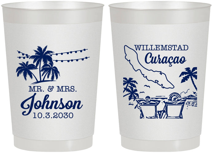 Personalized Wedding 22 oz Frosted Cups - Curacao | 521