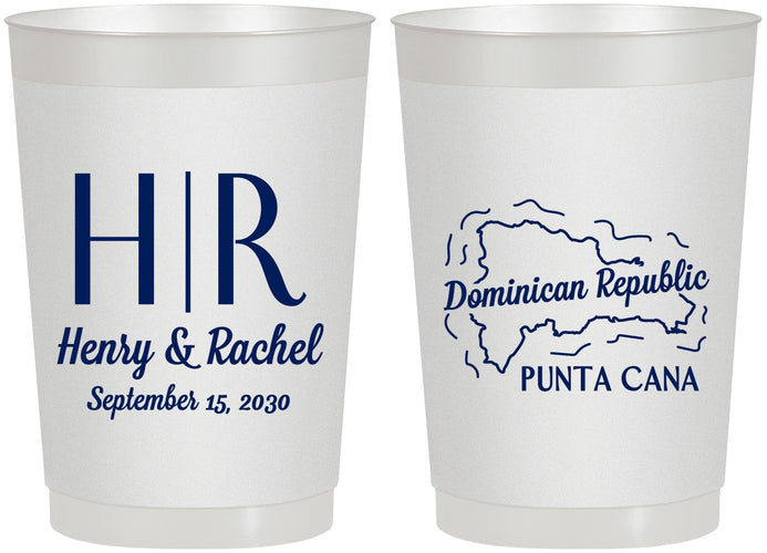 Personalized Wedding 22 oz Frosted Cups - Domincan Republic | 522