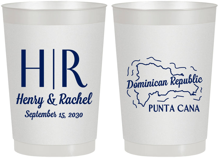 Personalized Wedding 22 oz Frosted Cups - Domincan Republic | 522