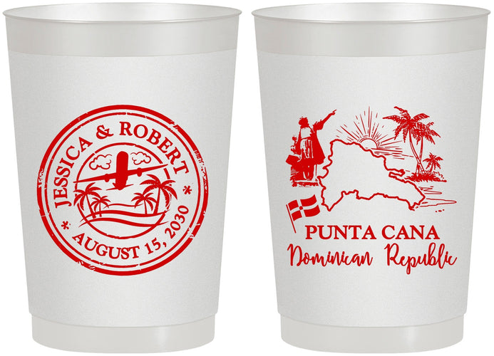 Personalized Wedding 22 oz Frosted Cups - Domincan Republic | 523