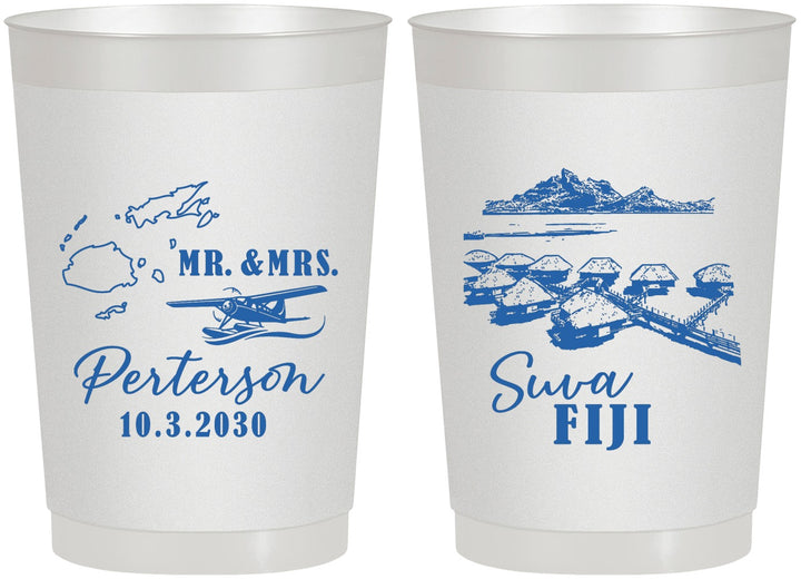Personalized Wedding 22 oz Frosted Cups - Fiji | 525