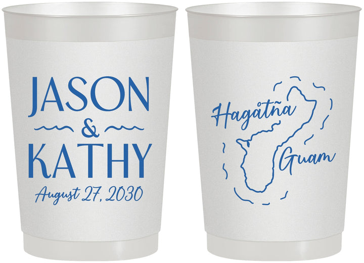 Personalized Wedding 22 oz Frosted Cups - Guam | 526