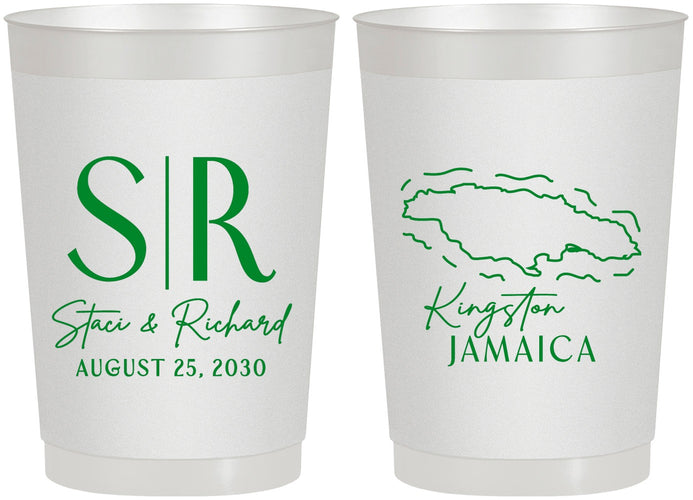 Personalized Wedding 22 oz Frosted Cups - Jamaica | 530