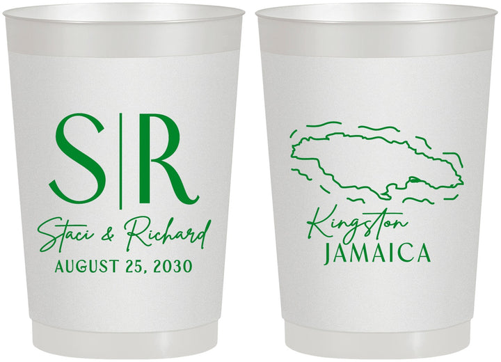 Personalized Wedding 22 oz Frosted Cups - Jamaica | 530