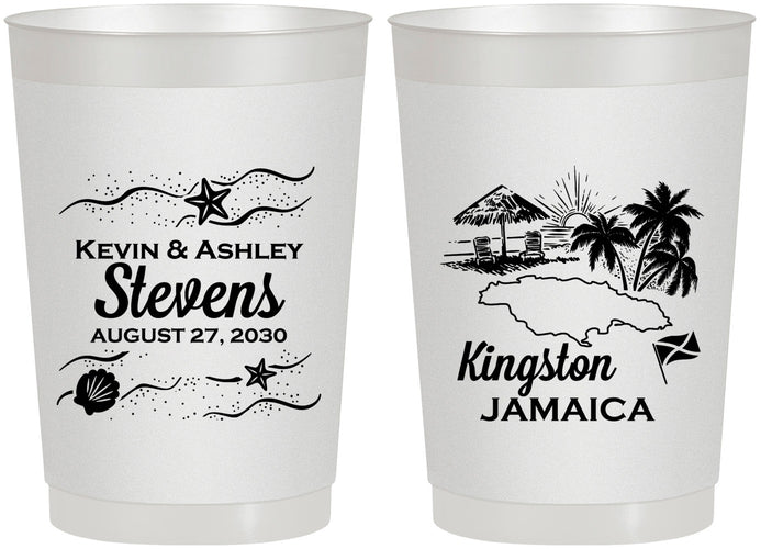 Personalized Wedding 22 oz Frosted Cups - Jamaica | 531