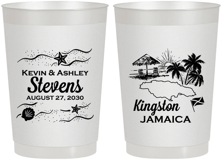 Personalized Wedding 22 oz Frosted Cups - Jamaica | 531