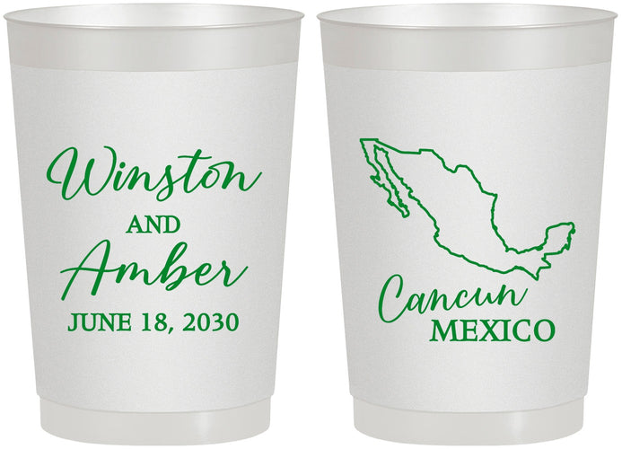 Personalized Wedding 22 oz Frosted Cups - Mexico | 534