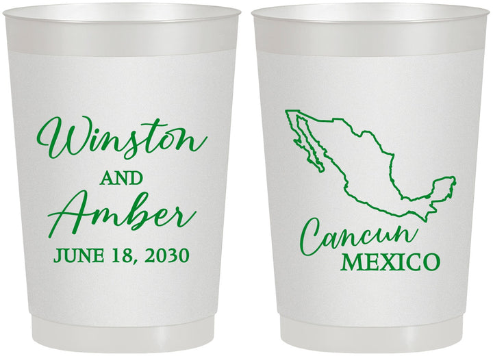 Personalized Wedding 22 oz Frosted Cups - Mexico | 534