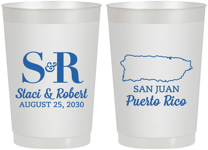 Personalized Wedding 22 oz Frosted Cups - Puerto Rico | 538