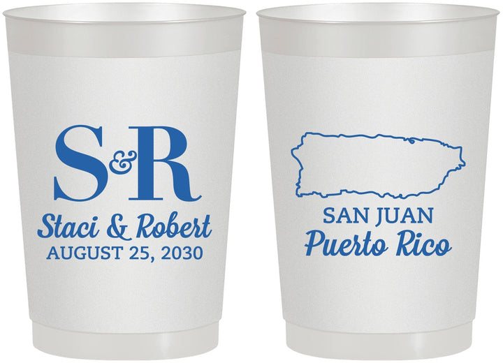 Personalized Wedding 22 oz Frosted Cups - Puerto Rico | 538