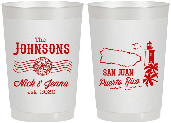 Personalized Wedding 22 oz Frosted Cups - Puerto Rico | 539