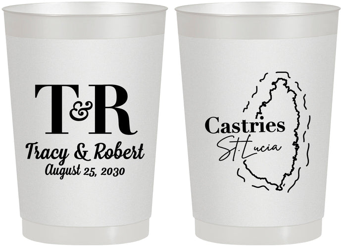 Personalized Wedding 22 oz Frosted Cups - St Lucia | 540