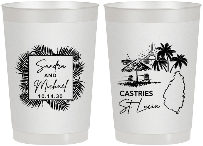 Personalized Wedding 22 oz Frosted Cups - St Lucia | 541