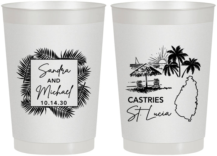 Personalized Wedding 22 oz Frosted Cups - St Lucia | 541