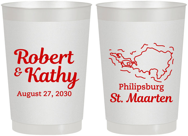 Personalized Wedding 22 oz Frosted Cups - St Maarten | 542